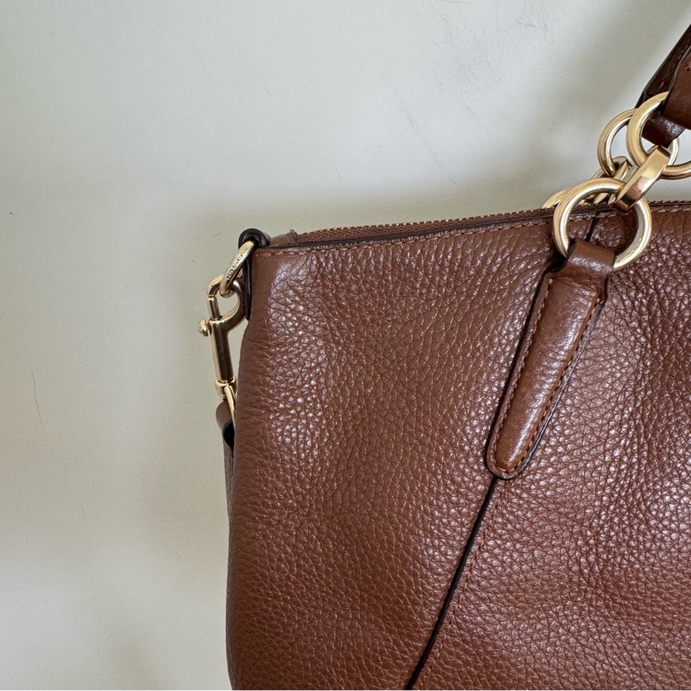 Coach Kelsey Brown Pebbled Leather Double Handles
Zipper Closure Satchel Bag - Picture 6 of 11